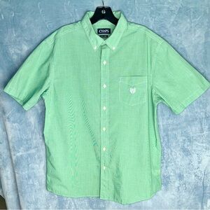 NWOT Ralph Lauren Chaps green & white gingham short-sleeve button-front shirt